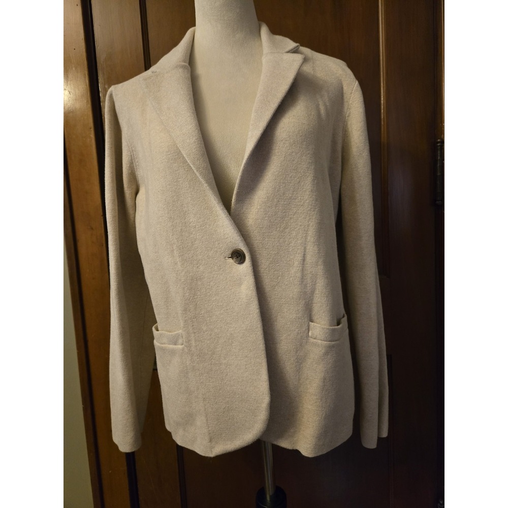J.Crew Schoolboy Sweater Blazer Women's Size Large 100% Cotton Ivory Preppy Work